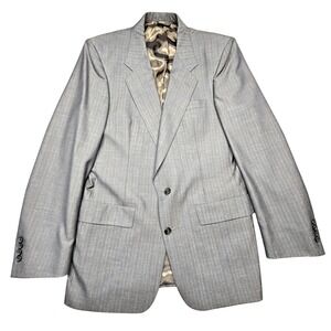 Vintage Christian Dior Blazer Mens 42 Gray Pinstripe Suit Jacket Made USA 80s